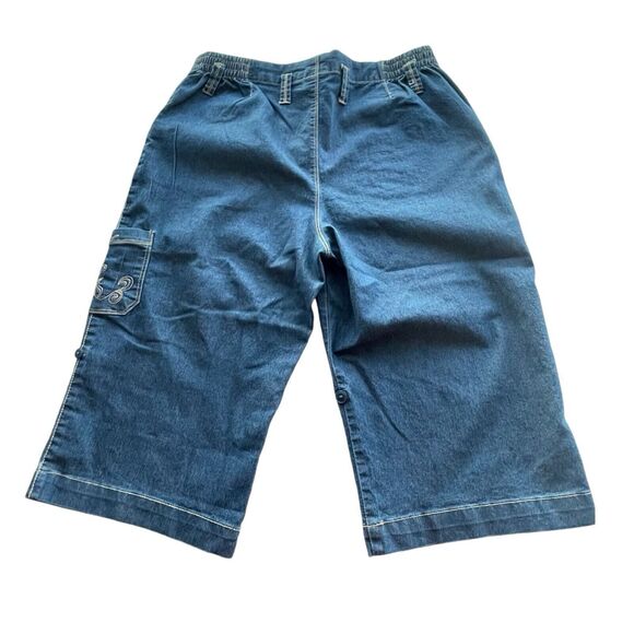 WHITE STAG Roll Tab Denim Bermuda To Cuffed Shorts Embroidered Pocket Women’s 10 - Picture 6 of 11